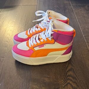 Puma Kids' Vibrant Pink and Orange Sneakers